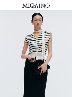 【商场同款】Migaino曼娅奴女装2025新款V领无袖针织衫MP12JK259