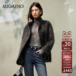 Migaino曼娅奴女装2026年冬季新款通勤时髦感羊毛短款毛呢外套