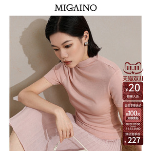 Migaino曼娅奴女装2026年秋季新款甜美风日常百搭半高领针织上衣