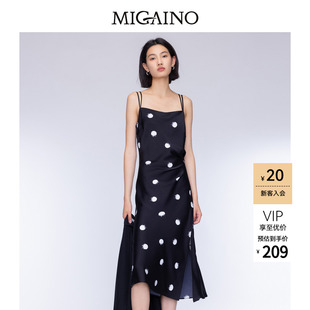 Migaino曼娅奴女装秋季新款设计感波点吊带连衣裙MO32DD066