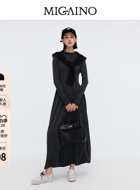 Migaino曼娅奴女装春季新款简约高级感针织连衣裙MP12DW212