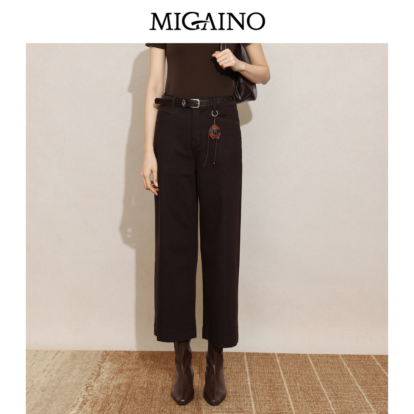 Migaino曼娅奴女装2026年秋季新款高级感时尚百搭直筒九分牛仔裤
