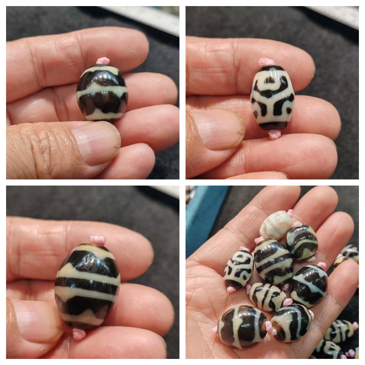 台湾工艺15-20㎜玛瑙天珠达洛珠风化包浆老料虎牙龟甲宝瓶散珠