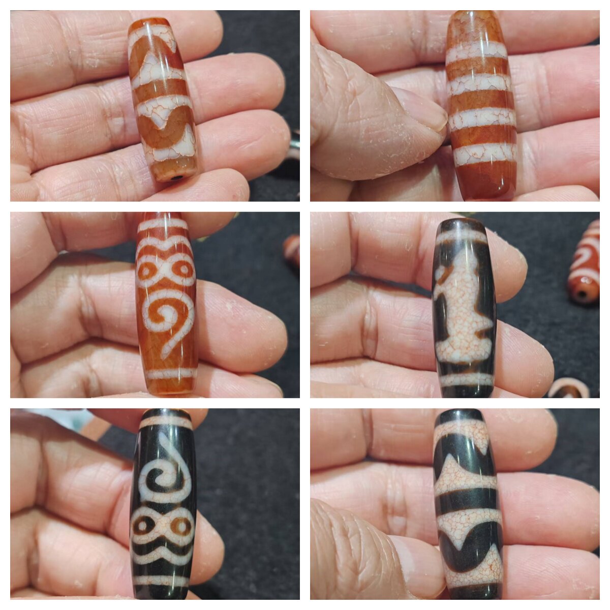 老藏红龙纹血丝台湾工艺红肉黑底肉线天珠高级别龙鳞凤血珠子40mm