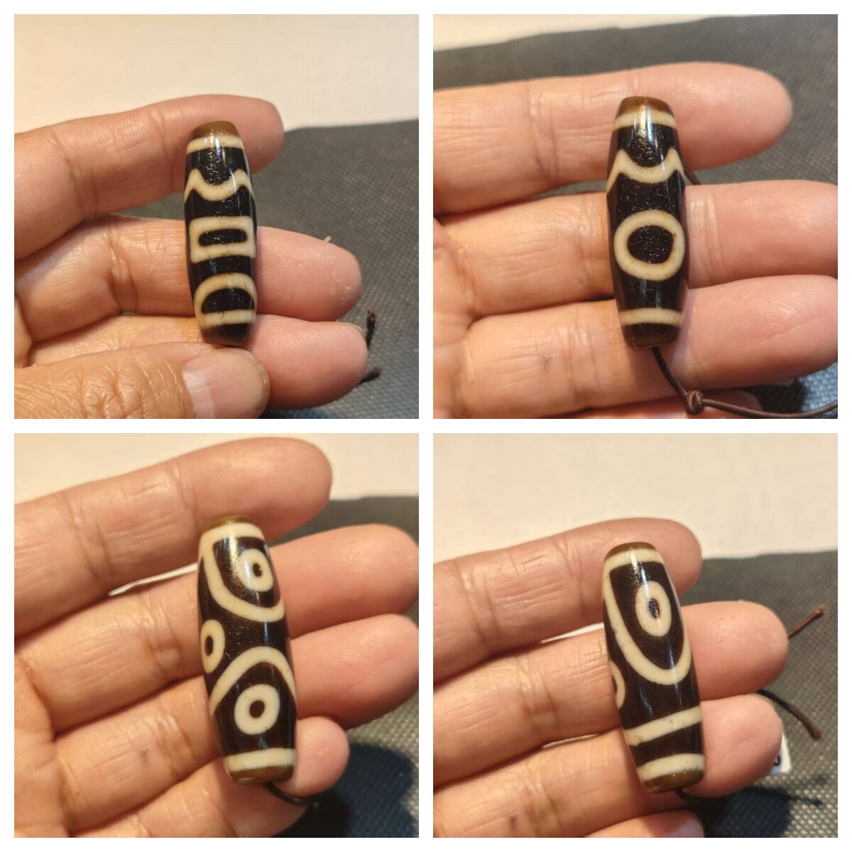 中国天珠界高级品种任晓攀天珠风化包浆老料咬线清晰可收藏