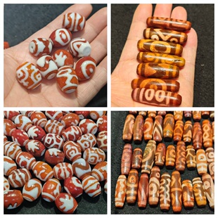 钙化包浆老料热销高货品种雪域天珠达洛玛瑙天珠粉紫老藏红橘黄