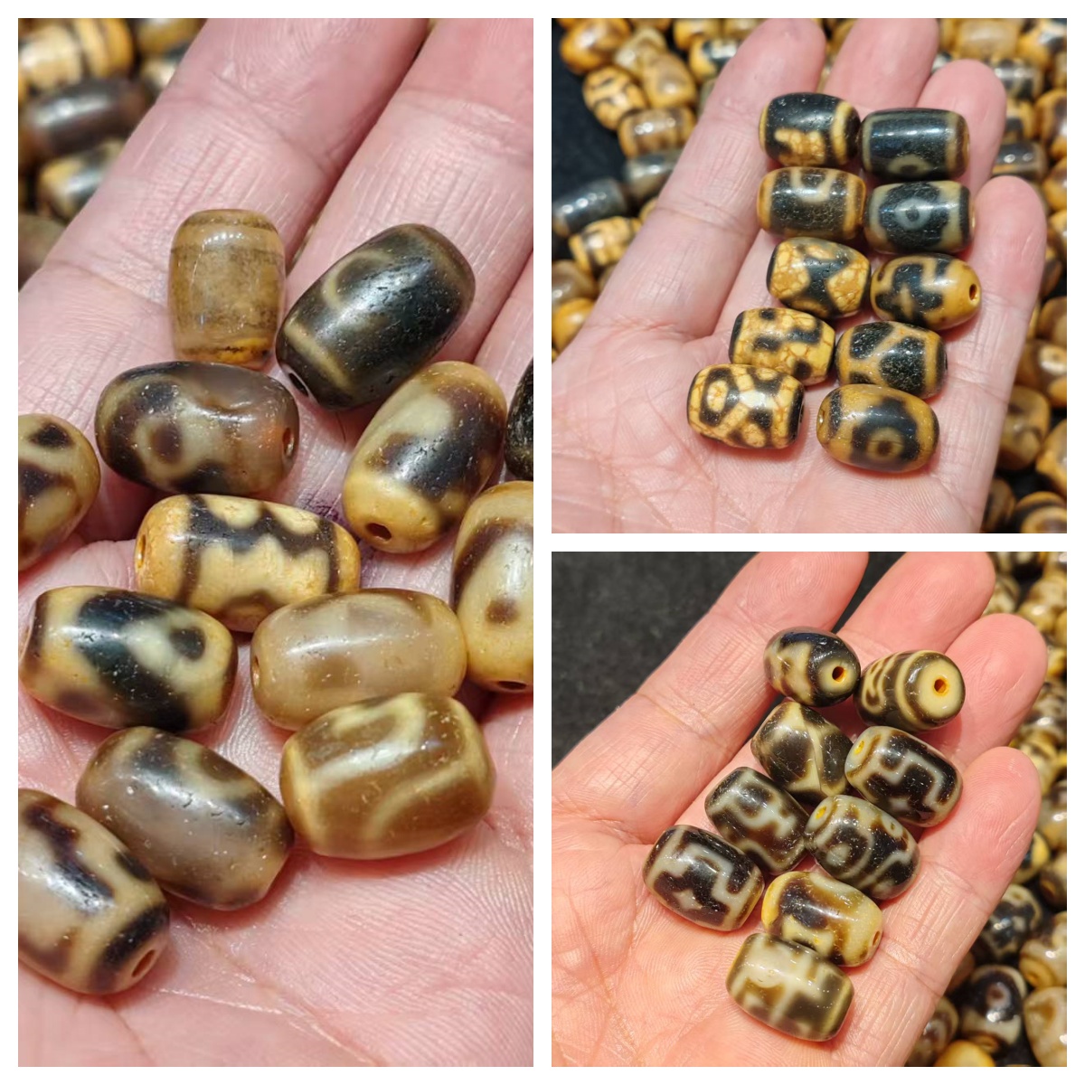 100颗/包 台湾工艺牙黄桶珠配珠玛瑙天珠一二四六眼龟甲虎牙等