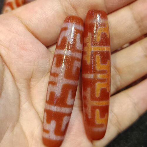 藏式图腾红肉玛瑙天珠项链吊坠