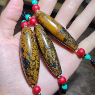 蒙天珠项链男女毛衣链吊坠九眼石页岩玛瑙天原金钱石眼睛石 ​