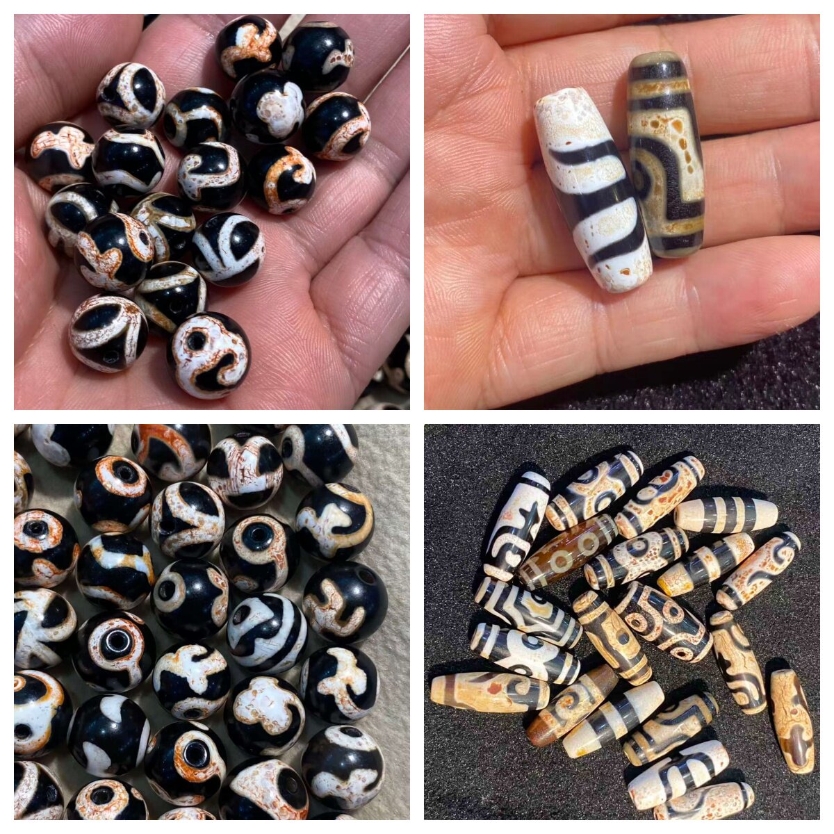 鸡骨白玛瑙天珠圆珠台湾工艺贵人宝瓶二眼六眼如意等散珠配珠批发
