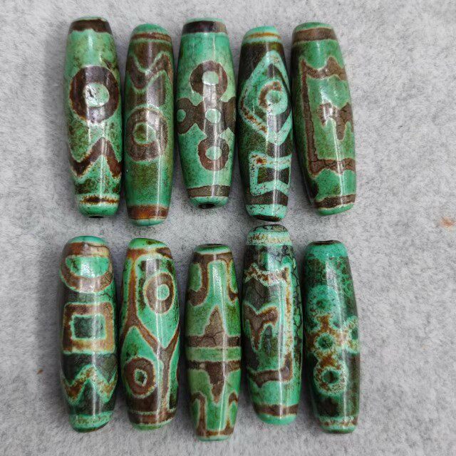 佛心虎牙图案大鹏鸟五眼闪电息增怀龟甲六眼雪域玛瑙天珠深绿色龙