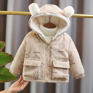 男童秋冬棉衣婴儿灯芯绒加厚外套1-3岁4宝宝冬装2025新款中童棉服