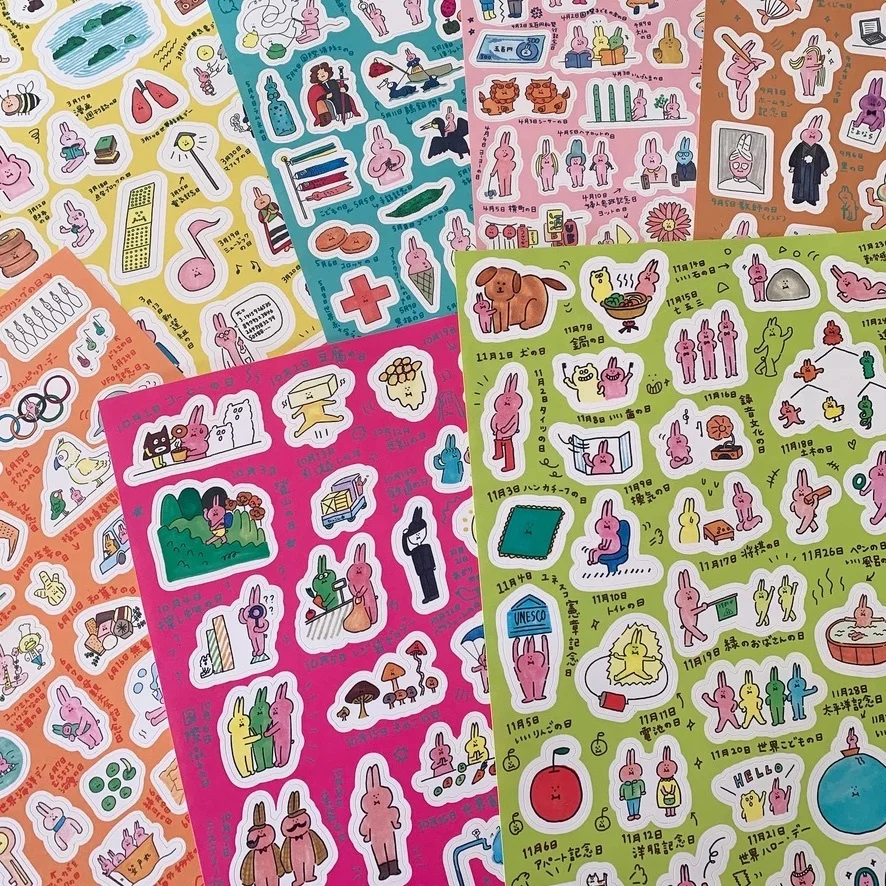 蘑菇屯 日本进口 Aiueo搞怪兔子大尺寸贴纸 童趣创意卡通兔兔