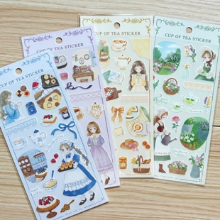 蘑菇屯 日本进口 gaia精致女生下午茶贴纸 享受生活的女孩手帐