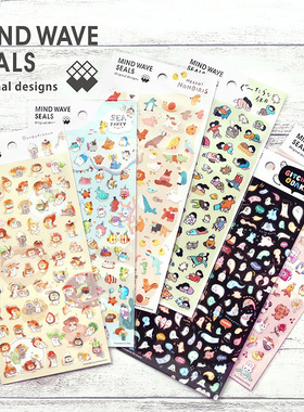 蘑菇屯 日本进口 Mind Wave手帐素材小贴纸 女孩动物猫咪幽灵
