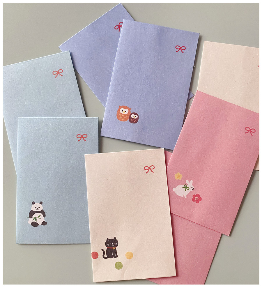 特价 日本进口 mind wave 动物迷你小信封 收纳迷你纸封 熊猫小猫