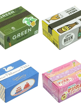 蘑菇屯 日本进口 Greetinglife迷你纸箱贴纸盒 植物少女甜品酒水