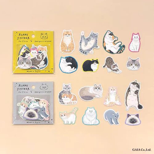 日本gaia慵懒小猫咪贴纸包贴画