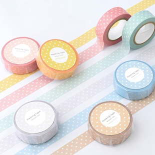 蘑菇屯 日本进口 papier platz淡彩水玉波点圆点和纸胶带 手帐