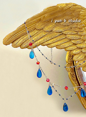 哈尔的移动城堡锁骨链琉璃蓝水滴