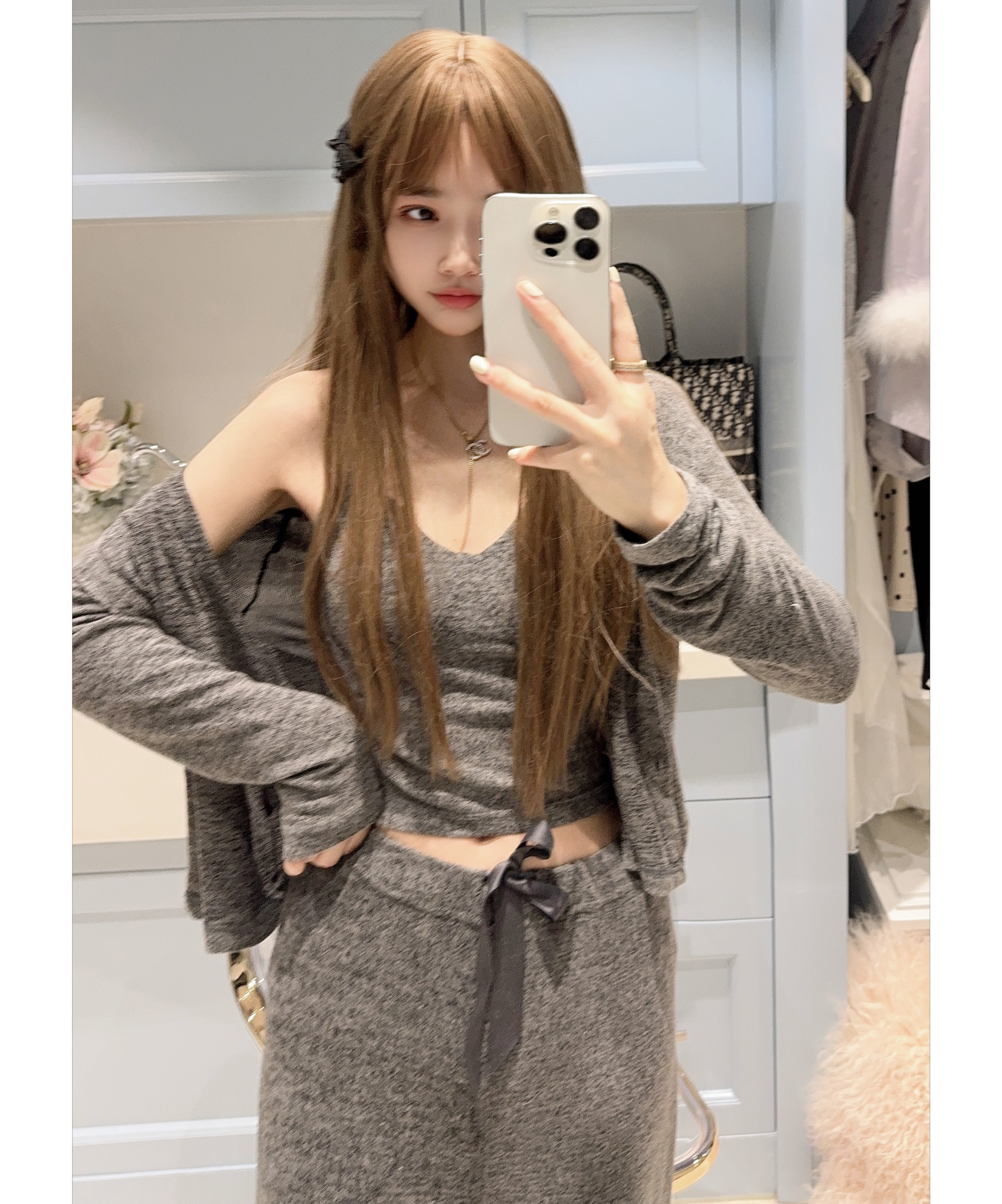 桃蜜糖少女三件套波点套装
