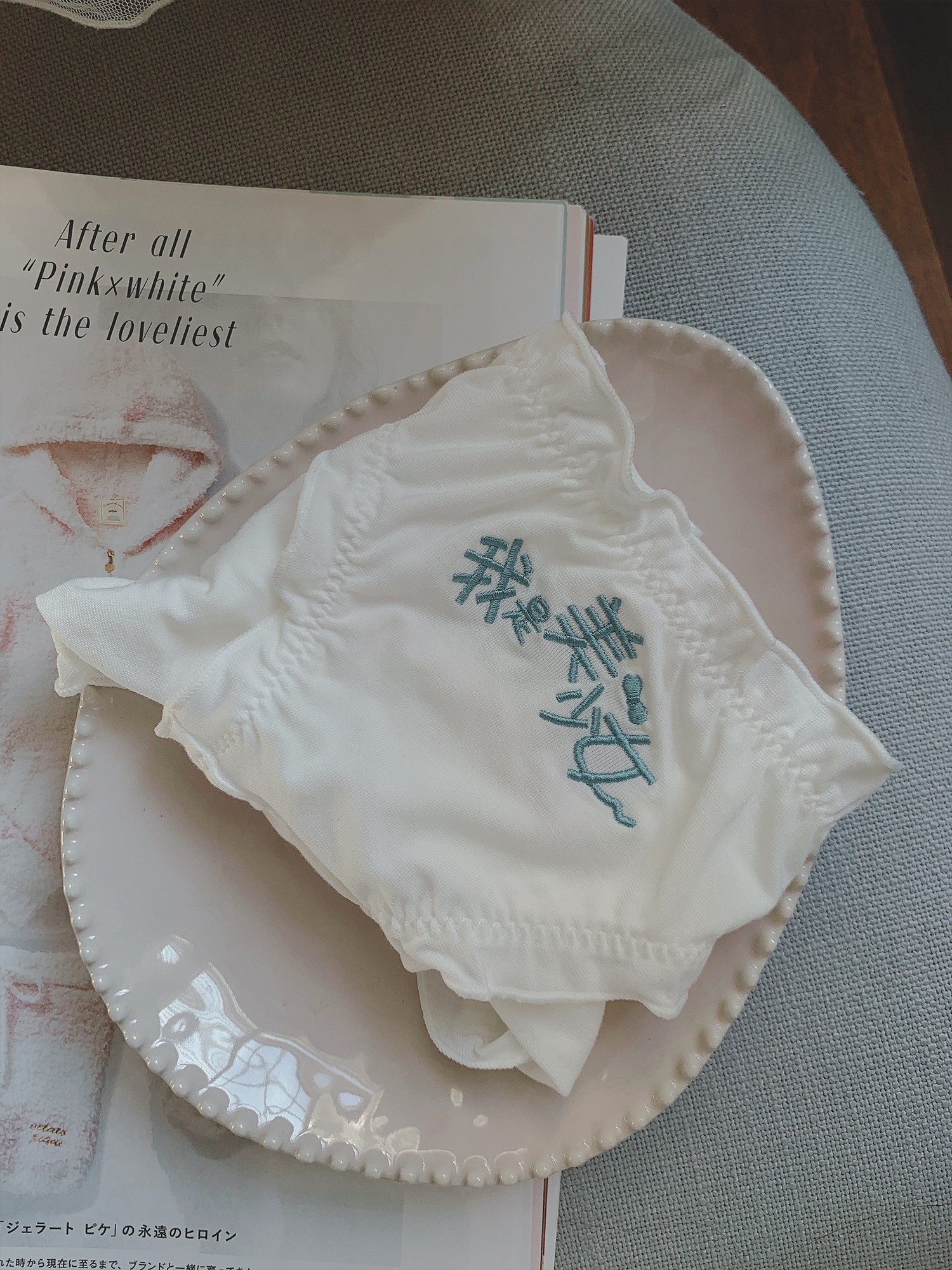 桃蜜糖棉质甜心刺绣字母