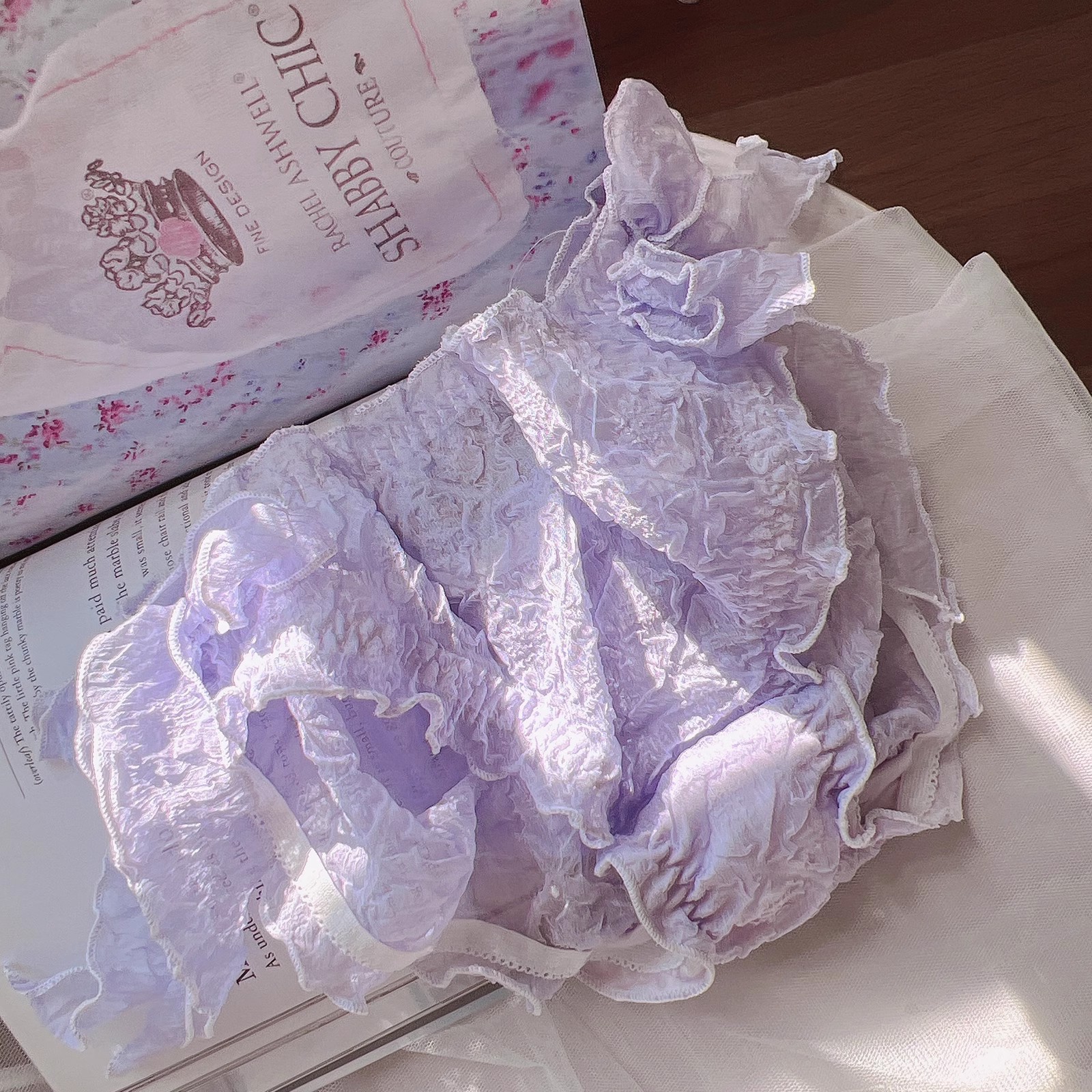 桃蜜糖可爱泡泡褶皱轻柔无感棉花糖内裤 少女时尚网纱三角裤女