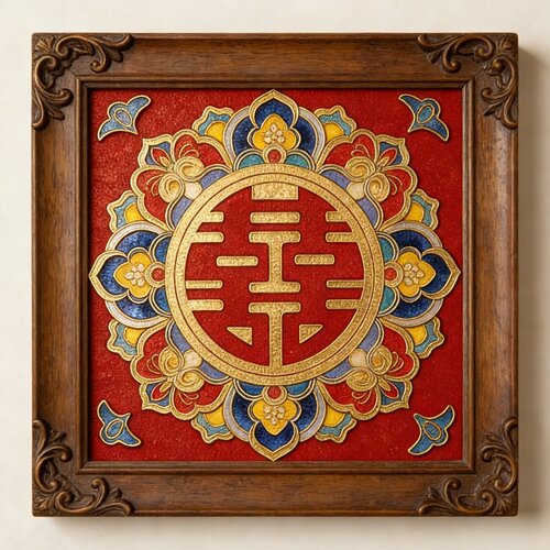 掐丝珐琅双喜婚庆diy材料包景泰
