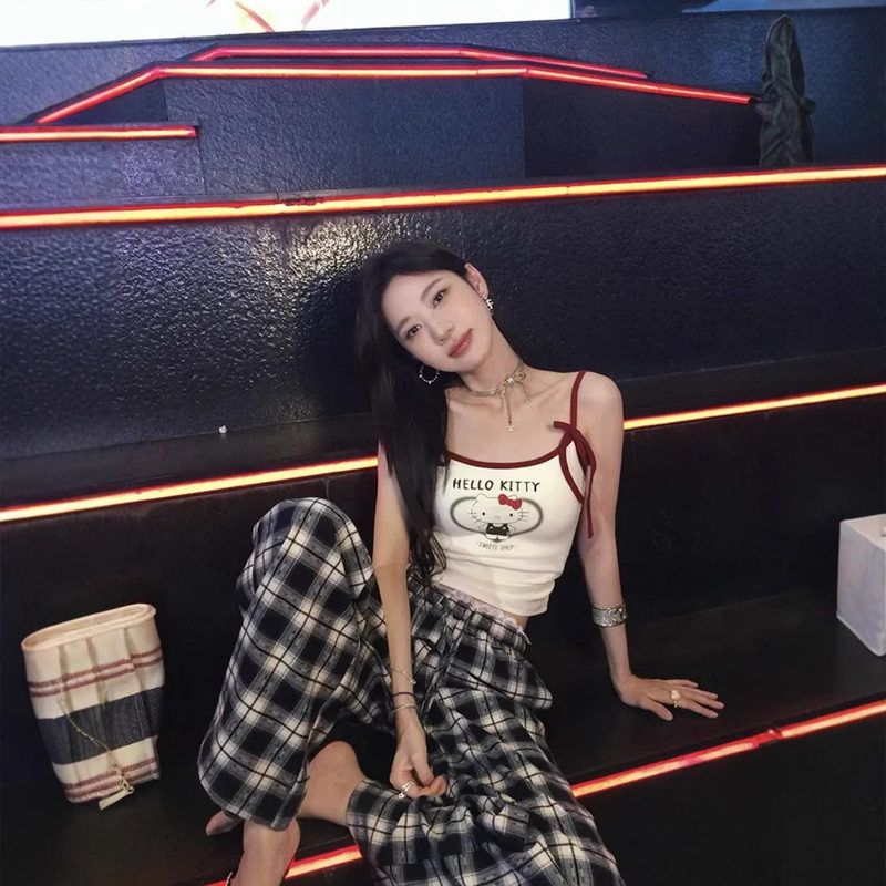 张贝贝苏格兰小镇 抽皱蕾丝 早休闲裤