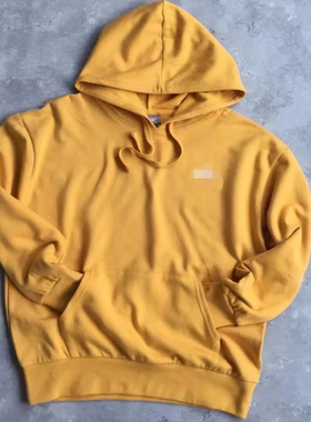 很漂亮的姜黄色 S家男女同款卫衣  加薄绒 休闲宽松款 局部有褪色