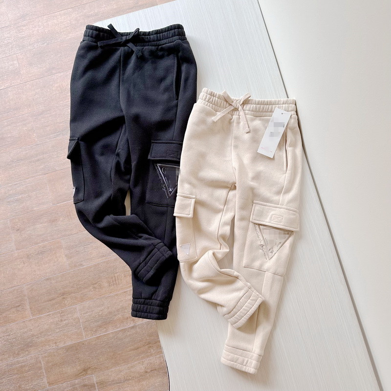 4-6岁 出口美国童装 秋冬季棉绒工装口袋长裤 男女童帅气运动裤