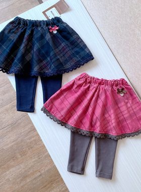 春秋纯棉条绒拼接裙裤女童