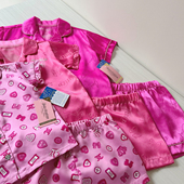 夏季 出口美国童装 仿绸缎家居服套装 女童甜美短袖 睡衣 短裤 12岁