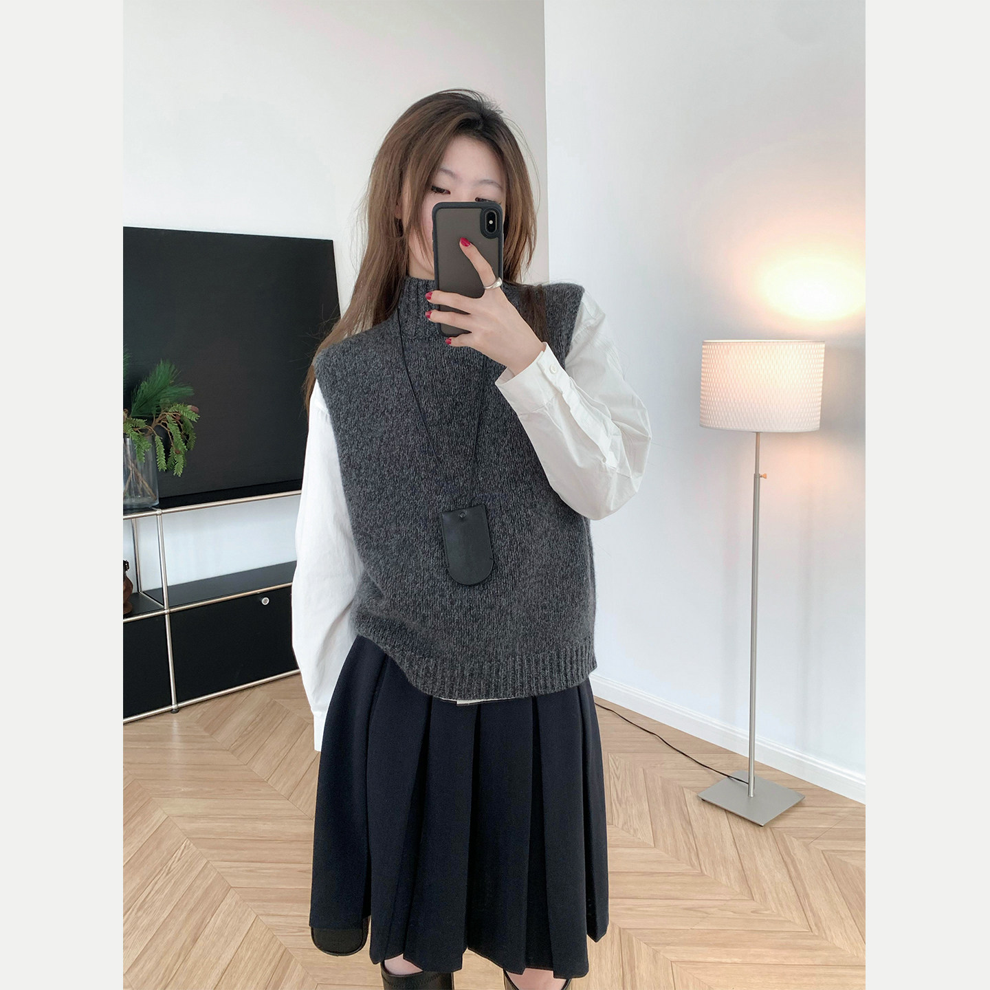 叠穿调性 荃羊毛简约半高领毛衣背心秋冬粗针无袖针织衫加厚上衣