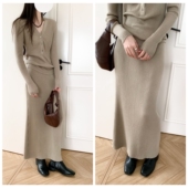 百搭单品 不费脑穿搭 坑条肌理羊毛针织半身裙高弹显瘦长裙包臀女