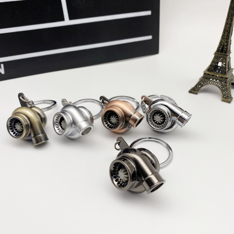 跨境热卖汽车涡轮钥匙扣金属创意钥匙链双面涡轮钥匙扣挂件挂饰男