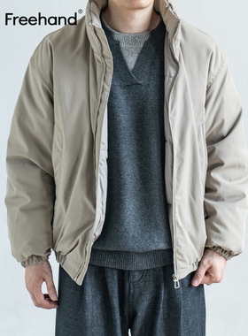 LFH写意 90白鸭绒棉感斜纹布羽绒服男冬季老钱风立领短款保暖外套