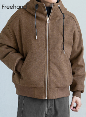 LFH写意 重磅仿呢料新国标90白鸭绒男羽绒服通勤简约冬季连帽外套