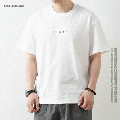 LFH写意夏季新款日系文艺复古印花圆领短袖T恤男宽松休闲半袖体恤