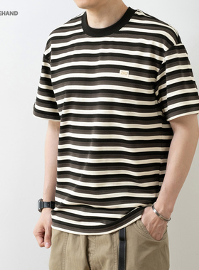LFH写意 260g夏季新款短袖T恤男日系条纹百搭宽松休闲半袖体恤潮