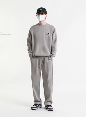 写意 秋季新款运动休闲套装卫衣卫裤日系简约居家男女情侣款套装