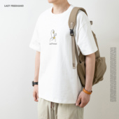 日系复古大鹅印花圆领T恤男短袖 LFH写意夏季 新款 宽松休闲纯棉体恤