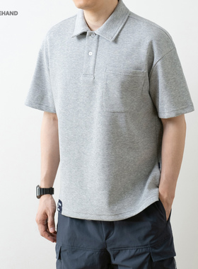 LFH写意 320g动力棉POLO衫男生短袖夏季美式休闲宽松口袋翻领T恤