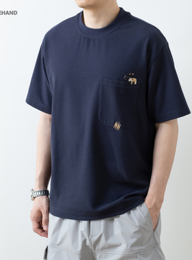 LFH写意 240g抗菌凉感索罗娜夏季新款华夫格短袖t恤男口袋刺绣T