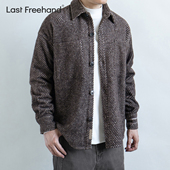 衬衫 LFH写意 重磅毛呢斜纹绒面双排刺绣加厚翻领长袖 男秋冬厚衬衣