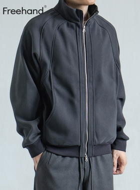 LFH写意 日式复古cleanfit短款奥粒绒加绒男开衫卫衣秋冬新款外套