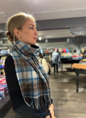 授权包邮现货Edinburgh英国苏格兰纯羊毛围巾蓝棕绝色网红礼物