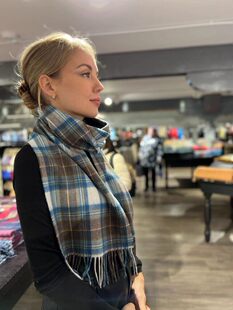 授权包邮现货Edinburgh英国苏格兰纯羊毛围巾蓝棕绝色网红礼物