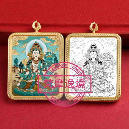 唐卡手绘DIY大势至菩萨唐卡吊坠画芯涂色佛像白描唐卡白描F242