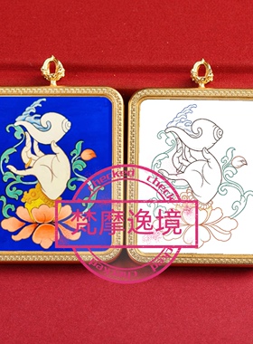 唐卡手绘DIY佛手法螺唐卡吊坠画芯涂色佛像白描唐卡白描F10